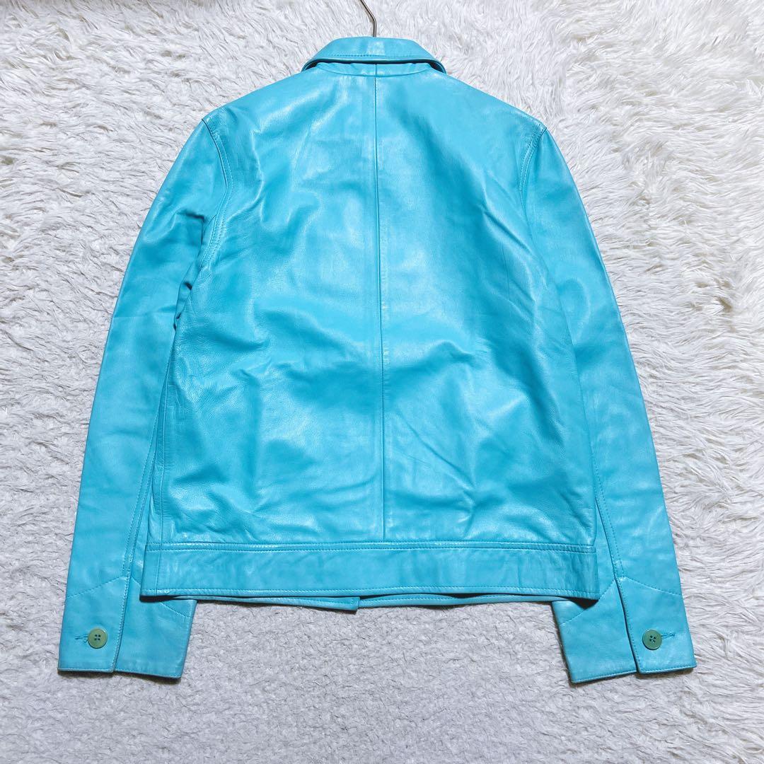 希少⭐️カルバンクライン　レザージャケット　シングル　90s〜00s 水色　S