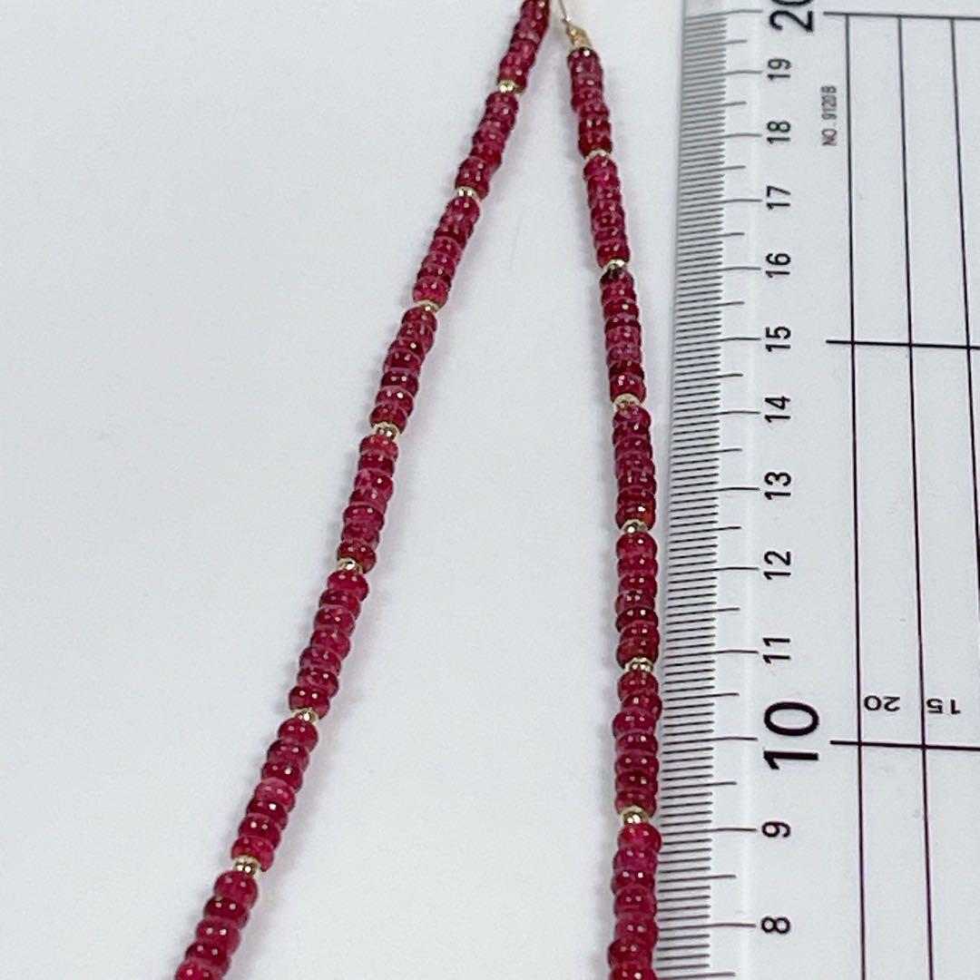 k182ミリミラーボール入りレットスピネルネックレスNO25-1345