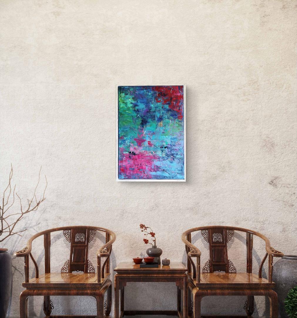 水面花火/ 抽象画 キャンバス 額セット 44×32㎝ 原画1点のみ モダン