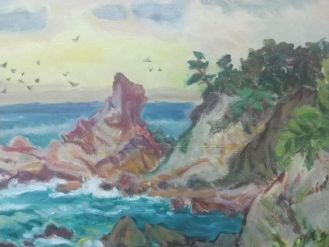 P10「鳥渡る」 油絵 絵画