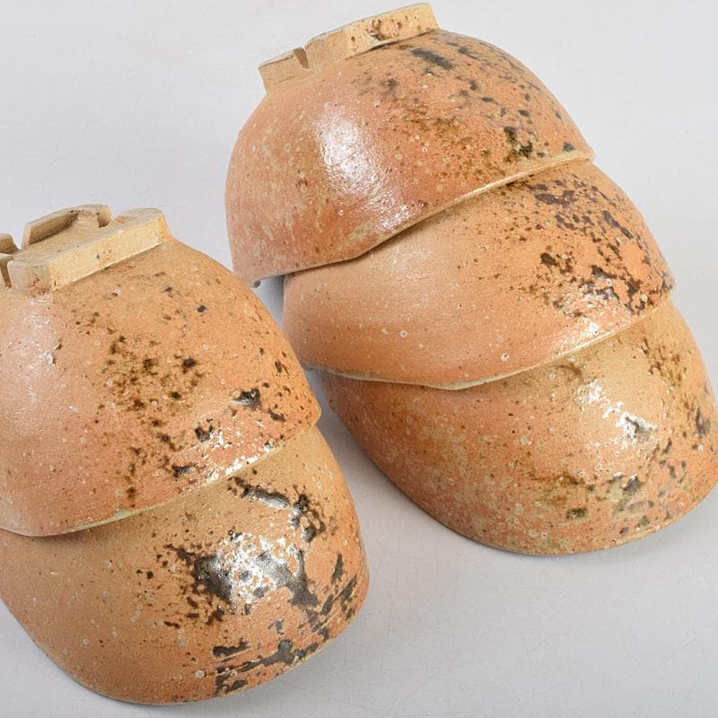 茶道具　須田祥豊造　信楽写　花橘茶碗　五客　共布共箱　V　R9366B