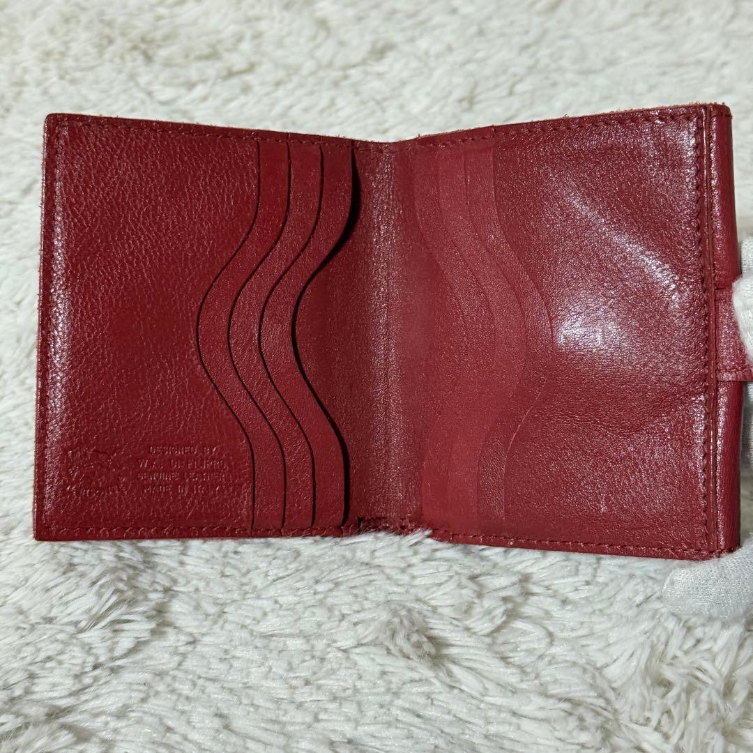 極美品✨IL BISONTE イルビゾンテ　レザー　二つ折り財布　レッド
