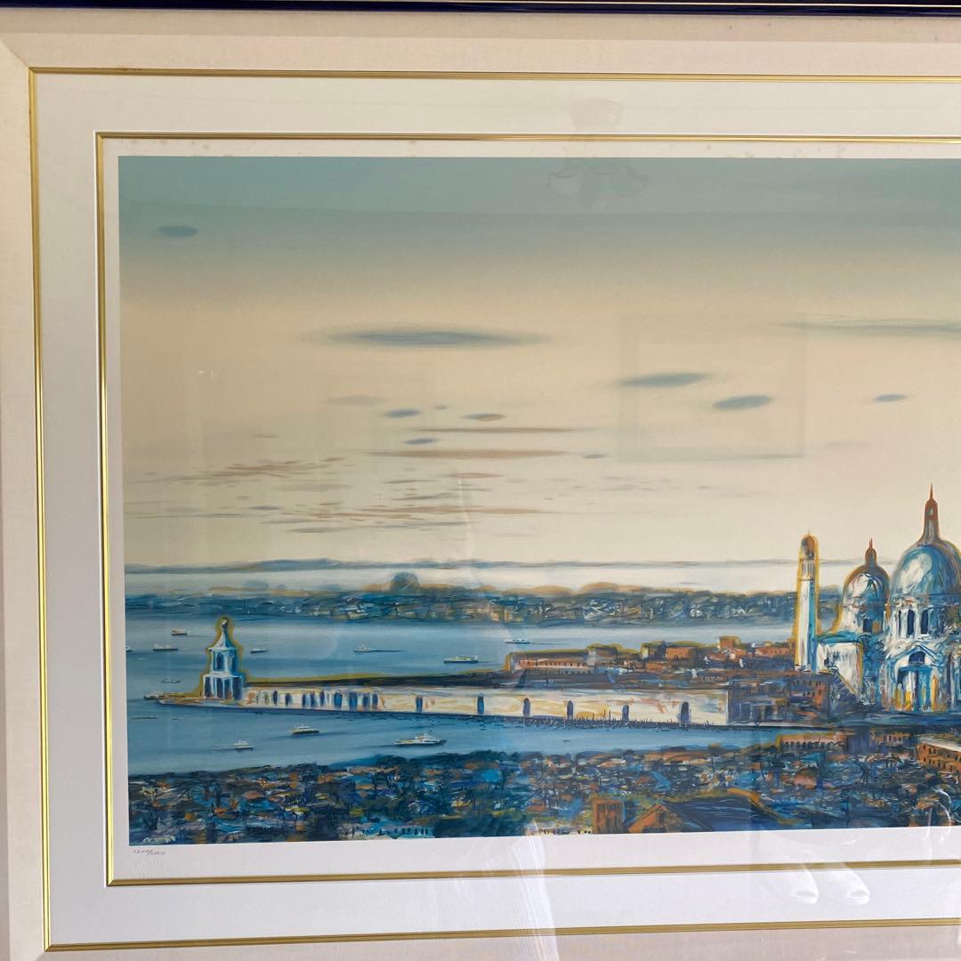 ベニスの思い出　ヒロヤマガタ　シルクスクリーン 風景画 大きめ 黒フレーム
