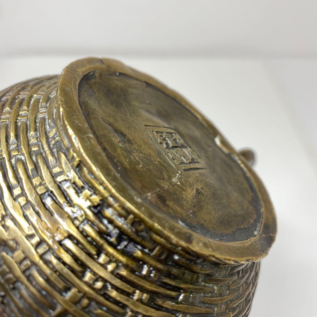 中国古玩　大明宣徳年製　古銅　急須　共箱　294g 東さ7-0823①