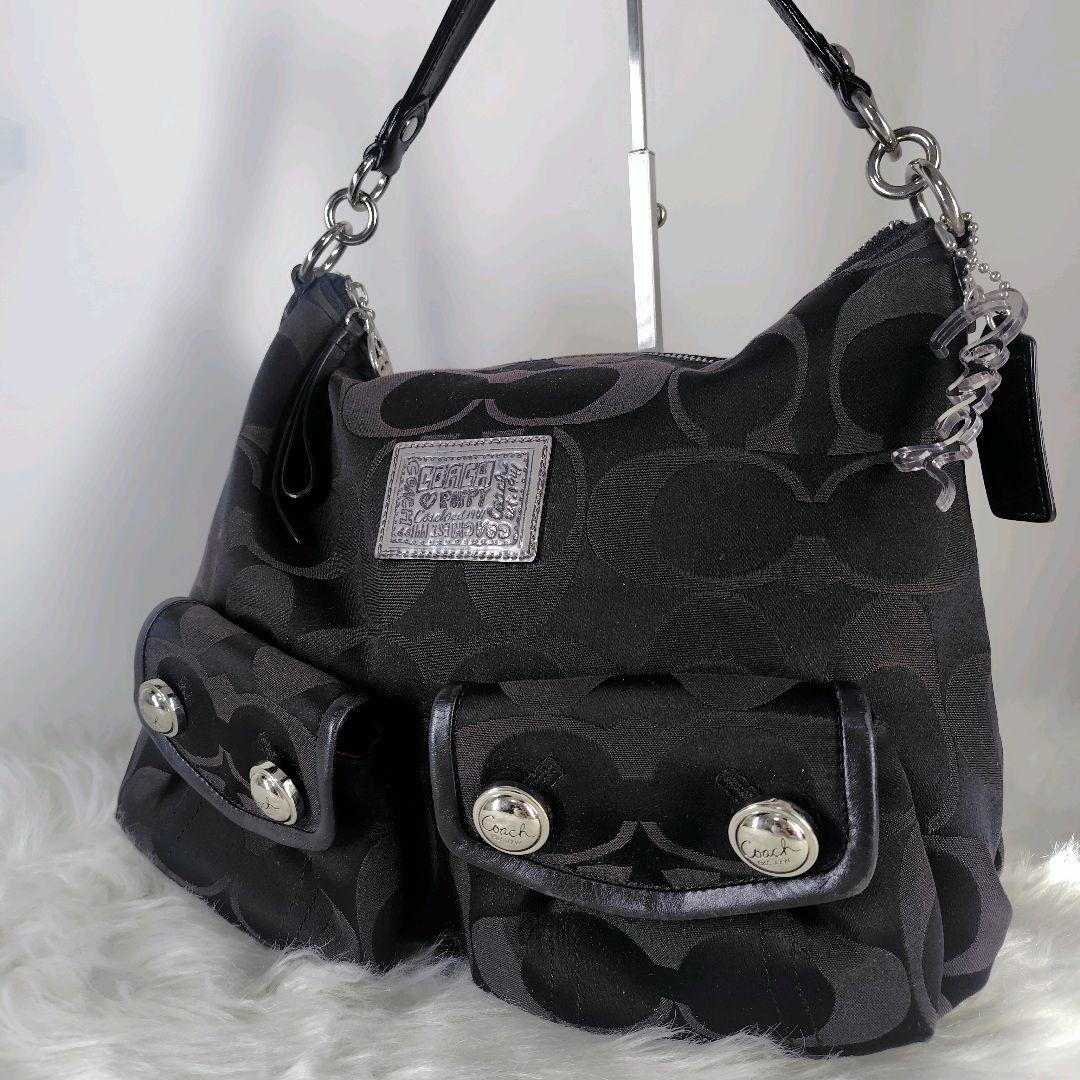 COACH　y2k poppy　ショルダーバッグ　黒　ポピー　大容量