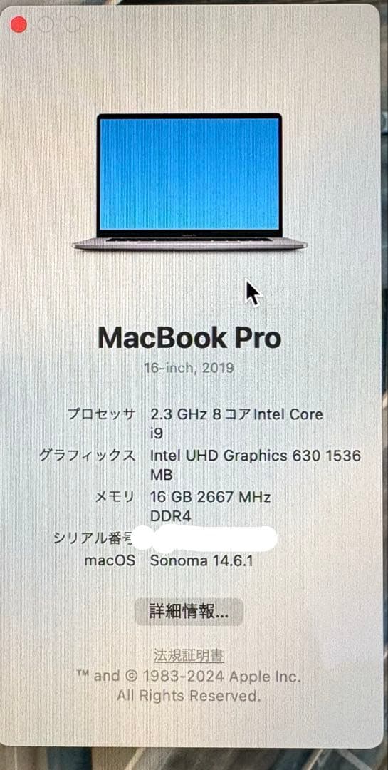 MacBook Pro 16 i9 16GB 1TB スペースグレー