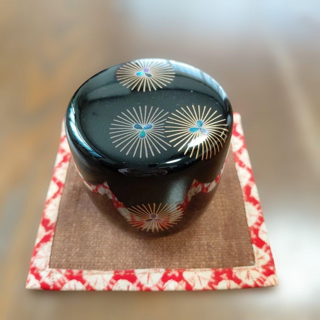 茶道具　なつめ　唐松蒔絵　中棗　松雲　輪島塗　木箱入り