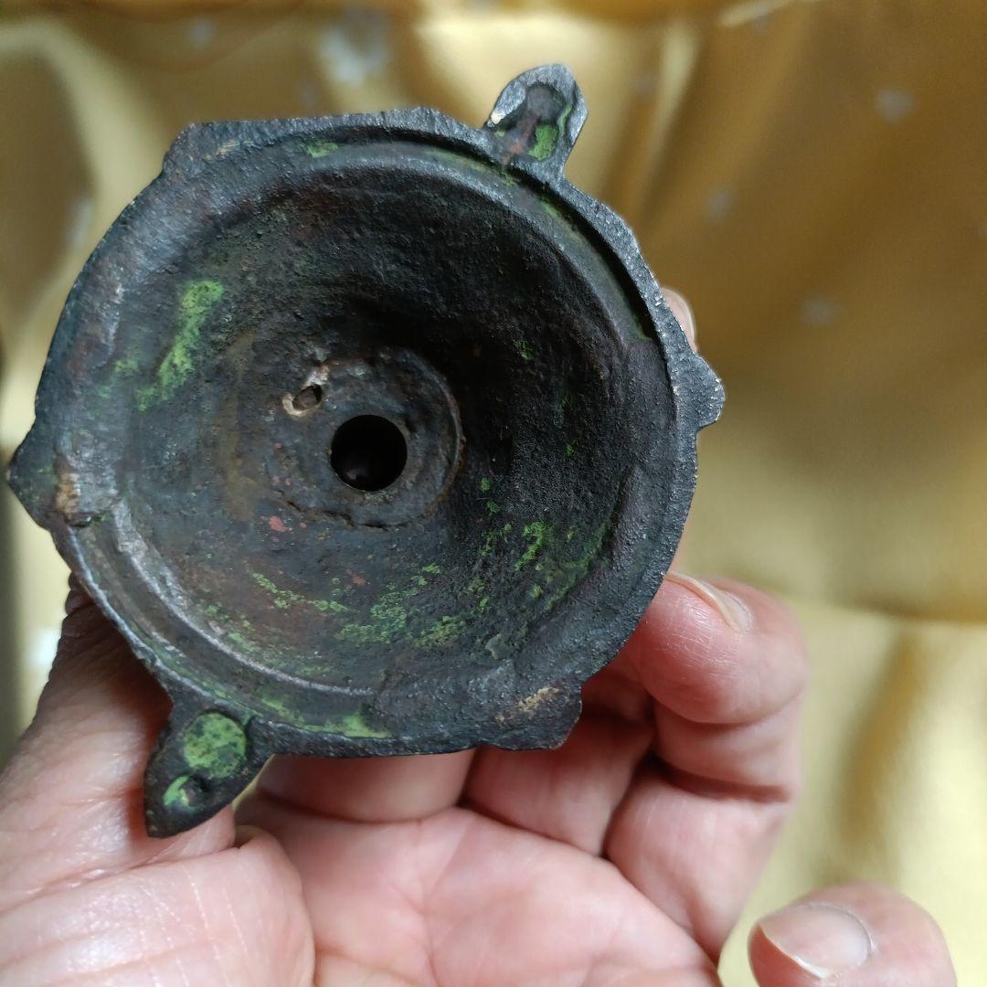 レトロ　蓮の花形開閉式真鍮製キャンドルホルダー　仏具