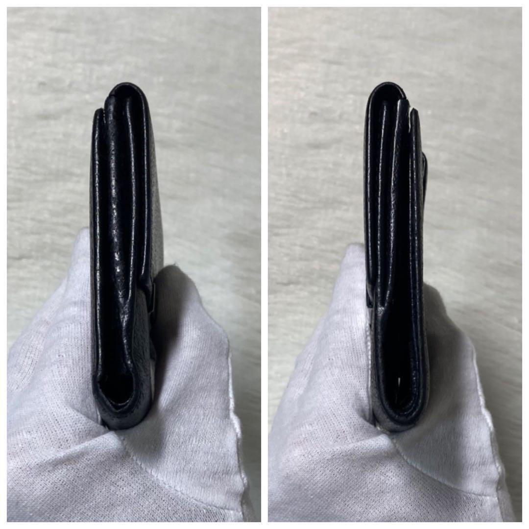 早い者勝ち　即売　GUCCI グッチ　シルバー金具　レザー　折り財布　黒　ホック