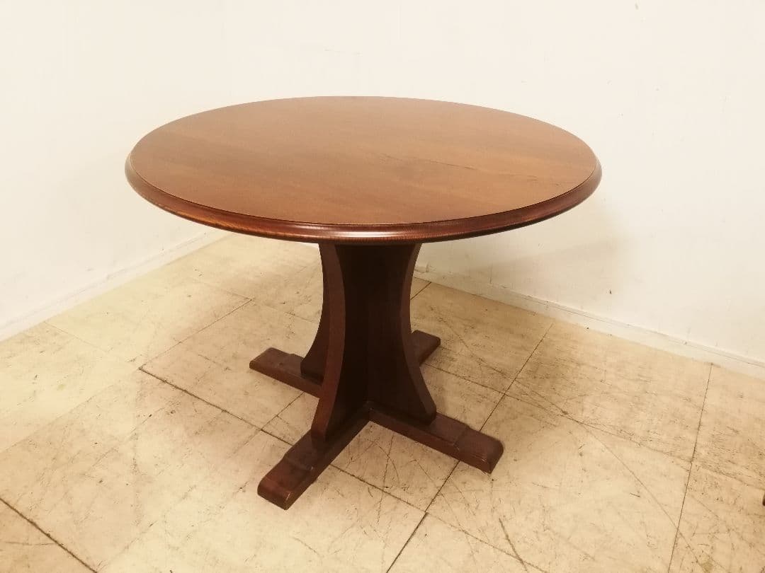 美品 三越家具 ブルージュ トラディショナル ラウンド型ダイニングテーブル 楢材