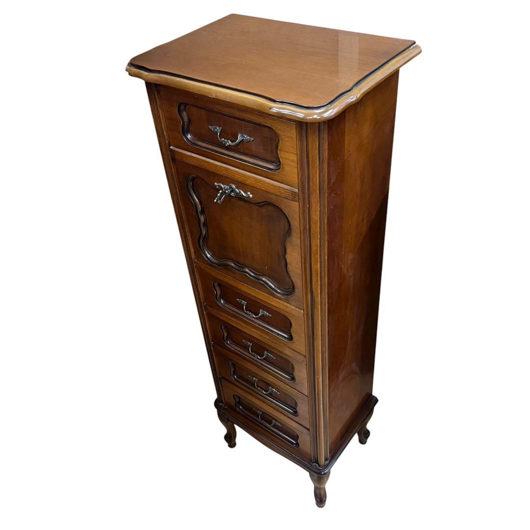 コンソールチェスト スリム 猫脚 鍵付属 ナチュラルブラウン