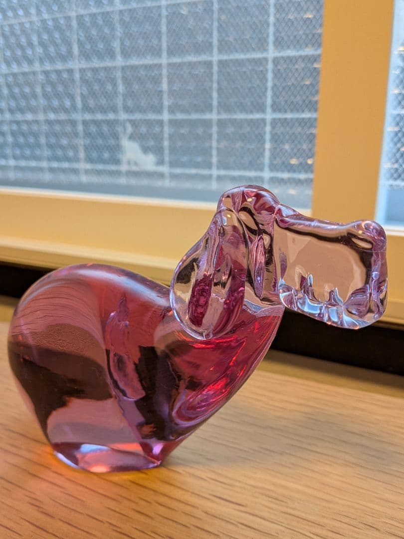 レア　ヴィンテージボヘミアガラスアメジスト色　犬の置物