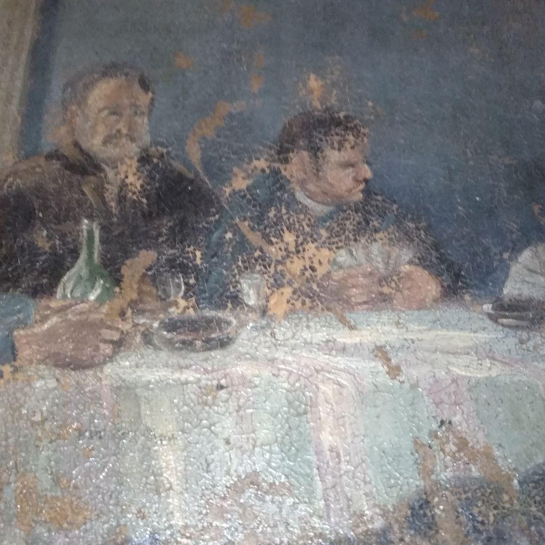 イタリアアンティーク古い油彩画 油絵 絵画 人物画 額縁 板絵 ビンテージ