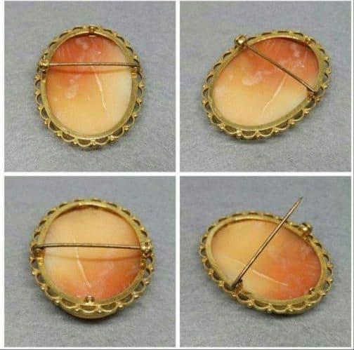 9CT　GOLD HALL MARKED　カメオ　2WAY　ブローチ　ペンダント