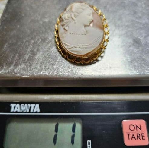 9CT　GOLD HALL MARKED　カメオ　2WAY　ブローチ　ペンダント