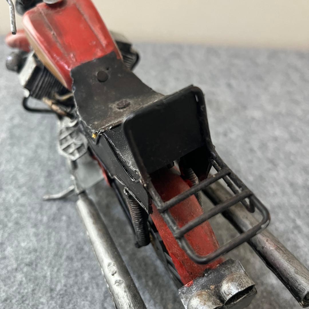 ブリキ製 ヴィンテージ風 バイク置物 インテリア レトロ 熊手 モーターサイクル