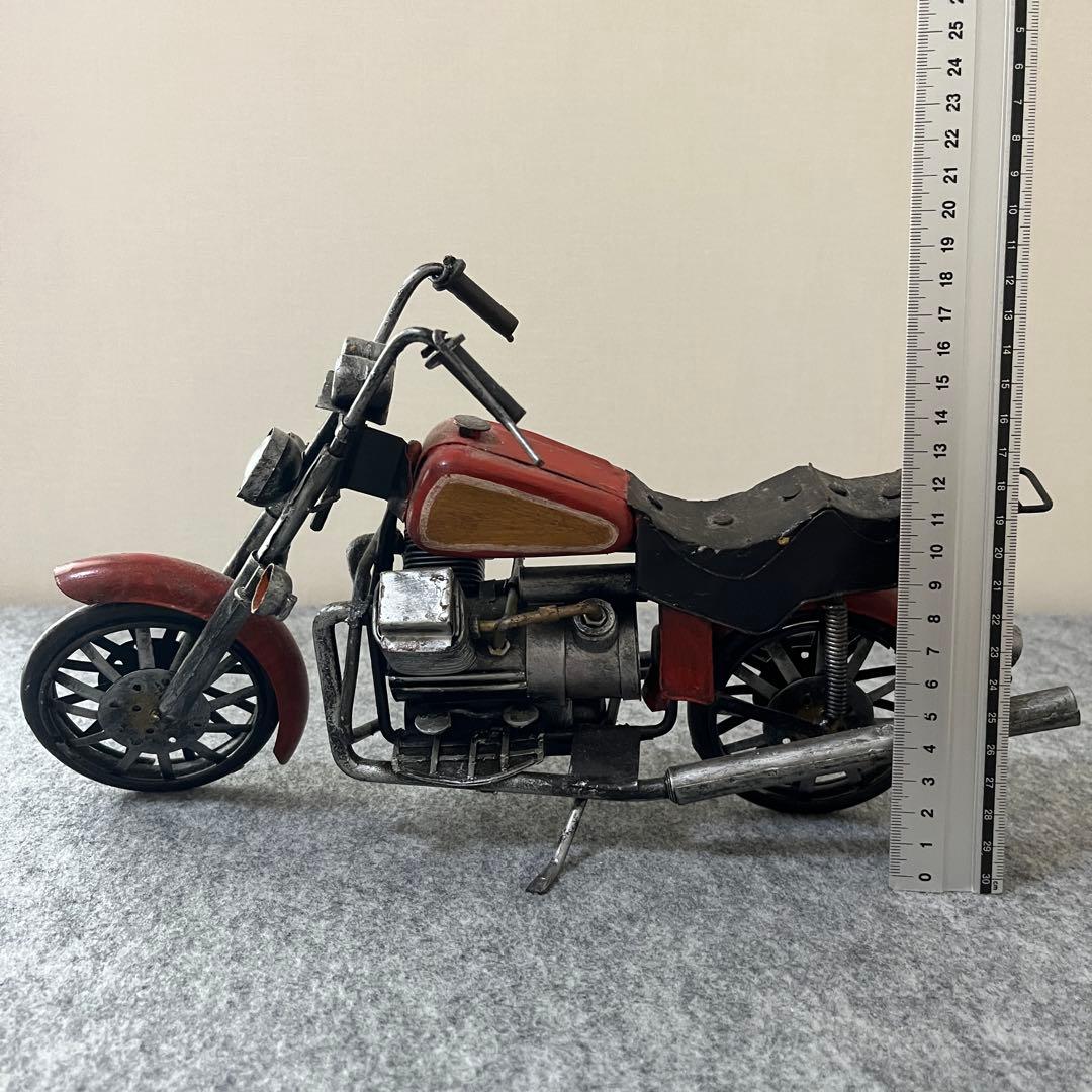 ブリキ製 ヴィンテージ風 バイク置物 インテリア レトロ 熊手 モーターサイクル