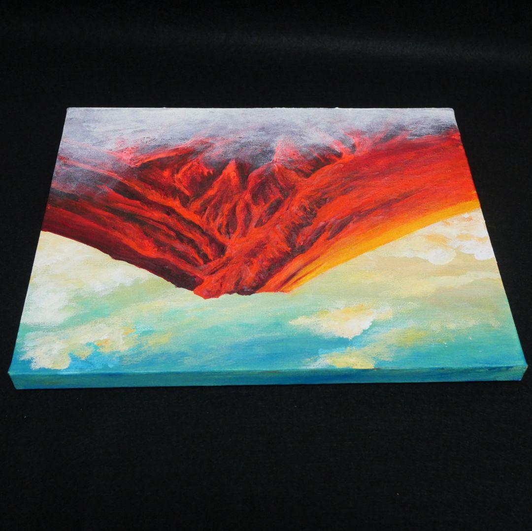 油絵 油彩 油彩画 絵 絵画 【朝焼けの紅富士】