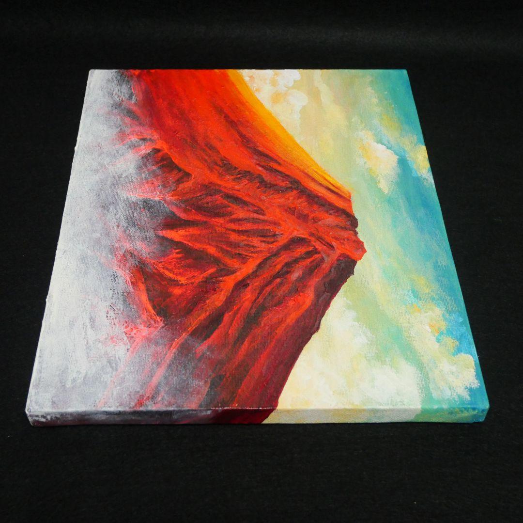 油絵 油彩 油彩画 絵 絵画 【朝焼けの紅富士】