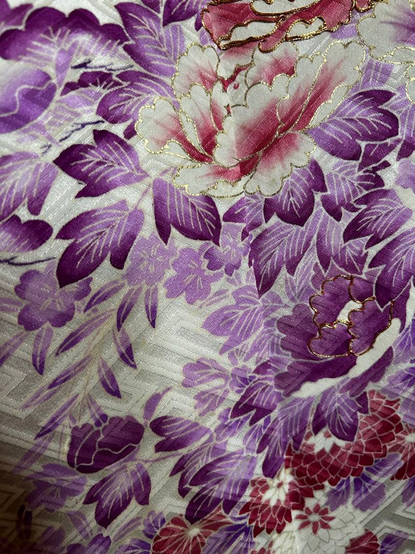 三越購入品・高級振袖フルセット紫✖︎白駒刺繍金彩