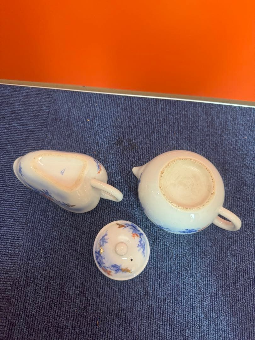 1682 深川製磁　オールド　桜文　急須1客　湯冷し1客　時代物