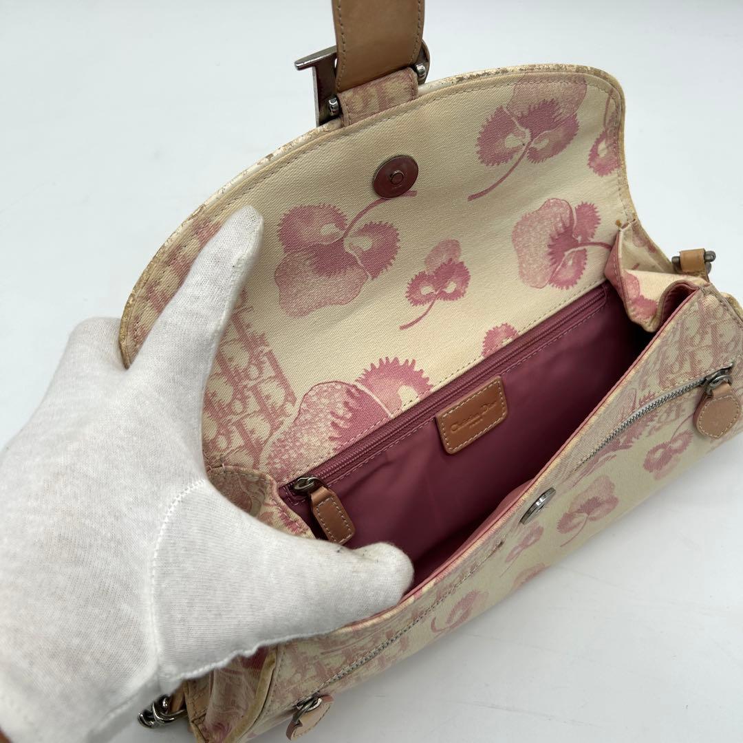 【稀少】クリスチャンディオール フローラ ショルダーバッグ キャンバス ピンク