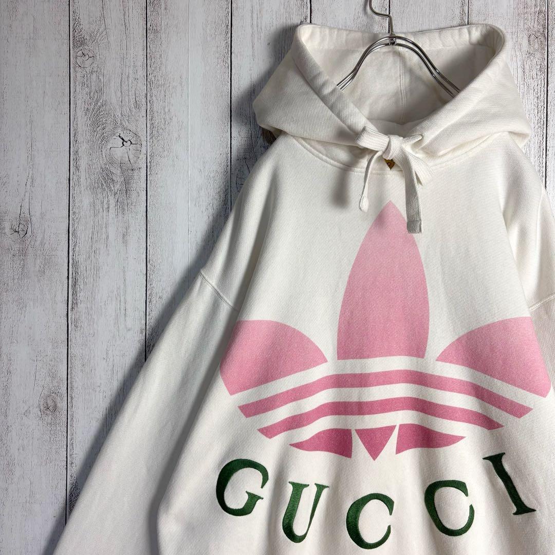 366【美品】グッチ×アディダス☆刺繍＆プリント入りコラボパーカー ユニセックス