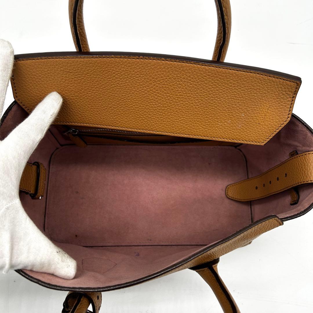 【美品】バリー ソメット ハンドバッグ フラップ レザー シボ革 ブラウン