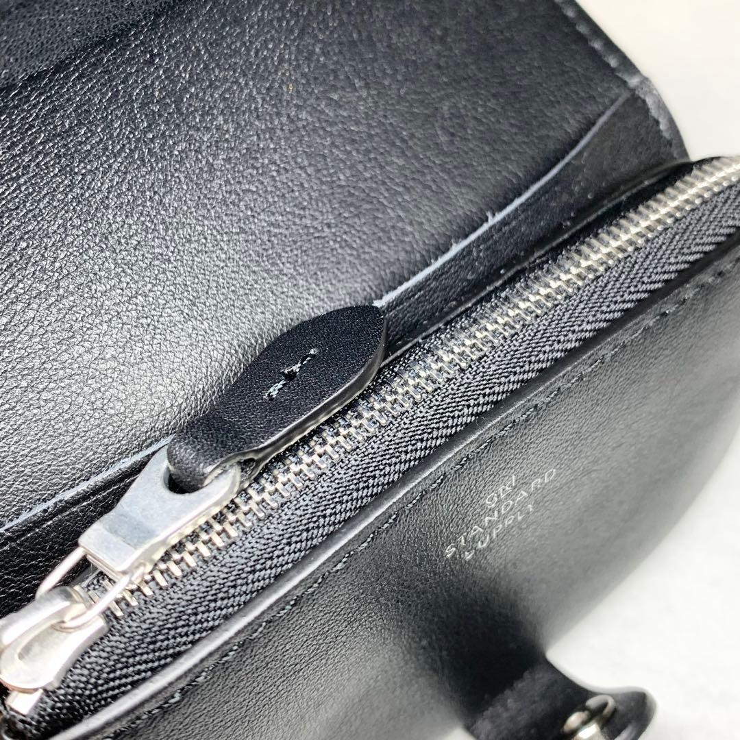 新品未使用 日本製 スタンダードサプライ 折り財布 レザー ブラック 付属品つき