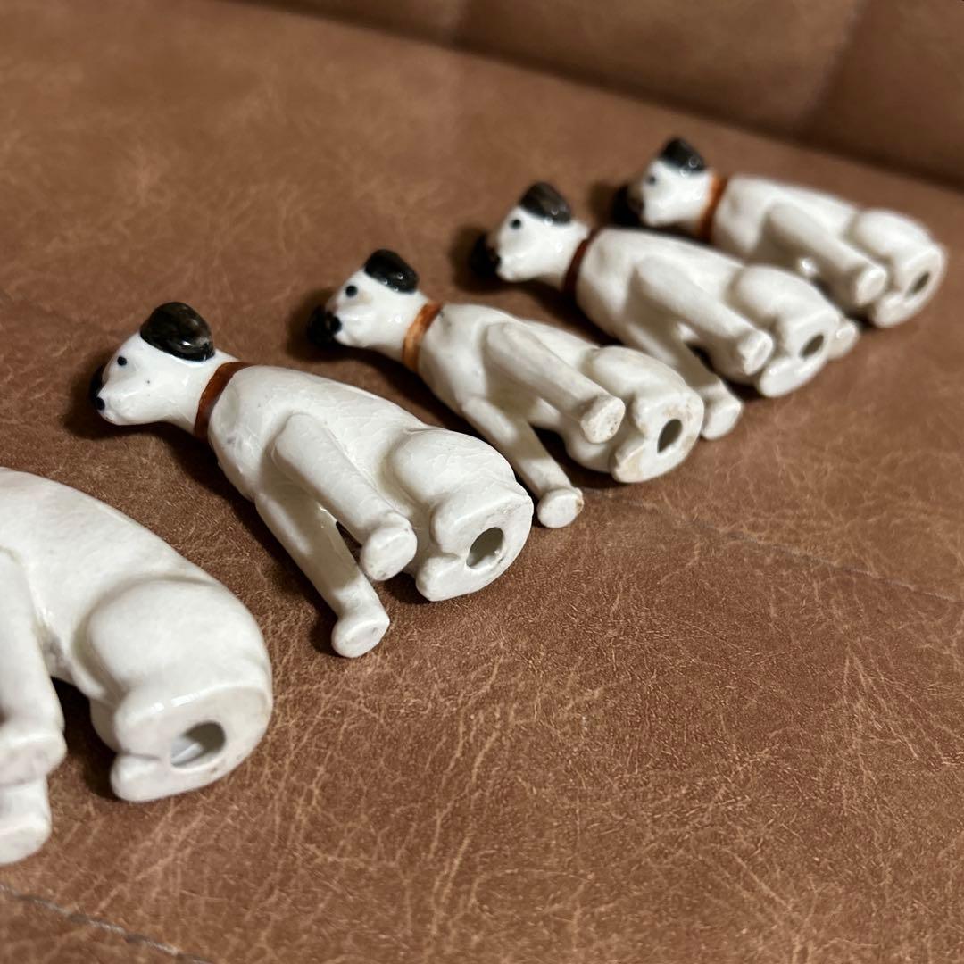 【希少レトロ】★昭和レトロ　ビクター　　ニッパー 犬5匹　ミニ陶器　置物