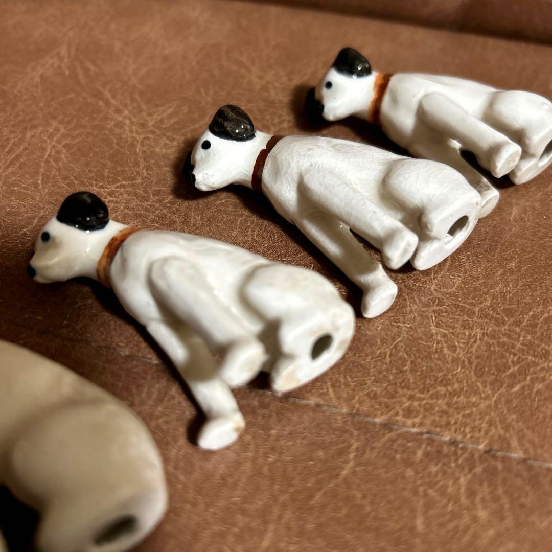 【希少レトロ】★昭和レトロ　ビクター　　ニッパー 犬5匹　ミニ陶器　置物