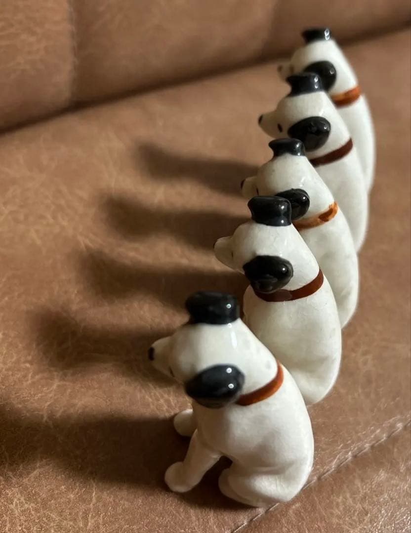 【希少レトロ】★昭和レトロ　ビクター　　ニッパー 犬5匹　ミニ陶器　置物
