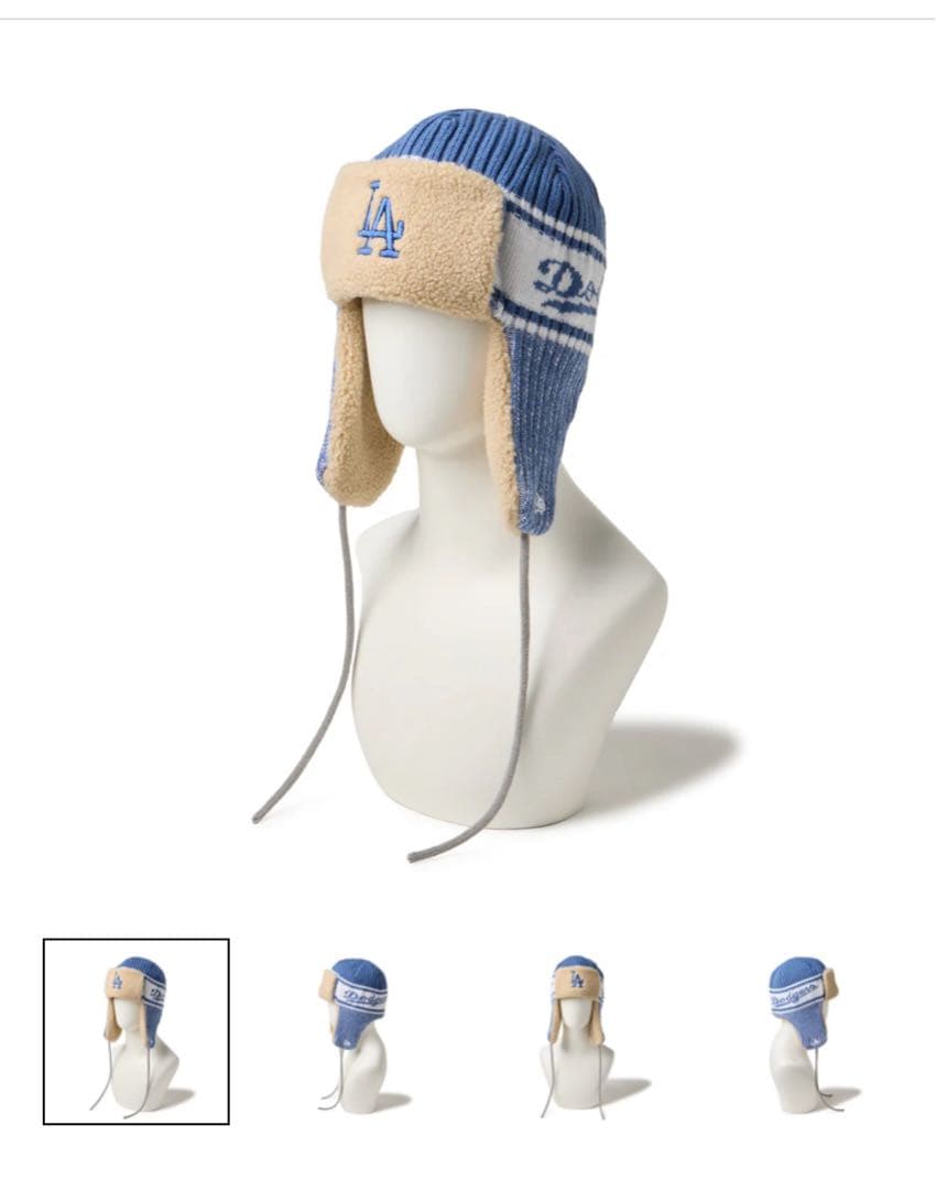 ニューエラ ニット帽 トラッパー ロサンゼルス ドジャース インディゴブルー