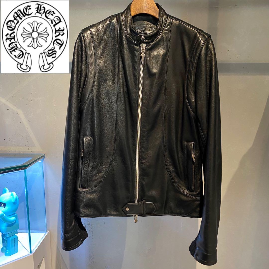 極美品 クロムハーツ ニューレーサー シングルライダースジャケット カシミヤ M