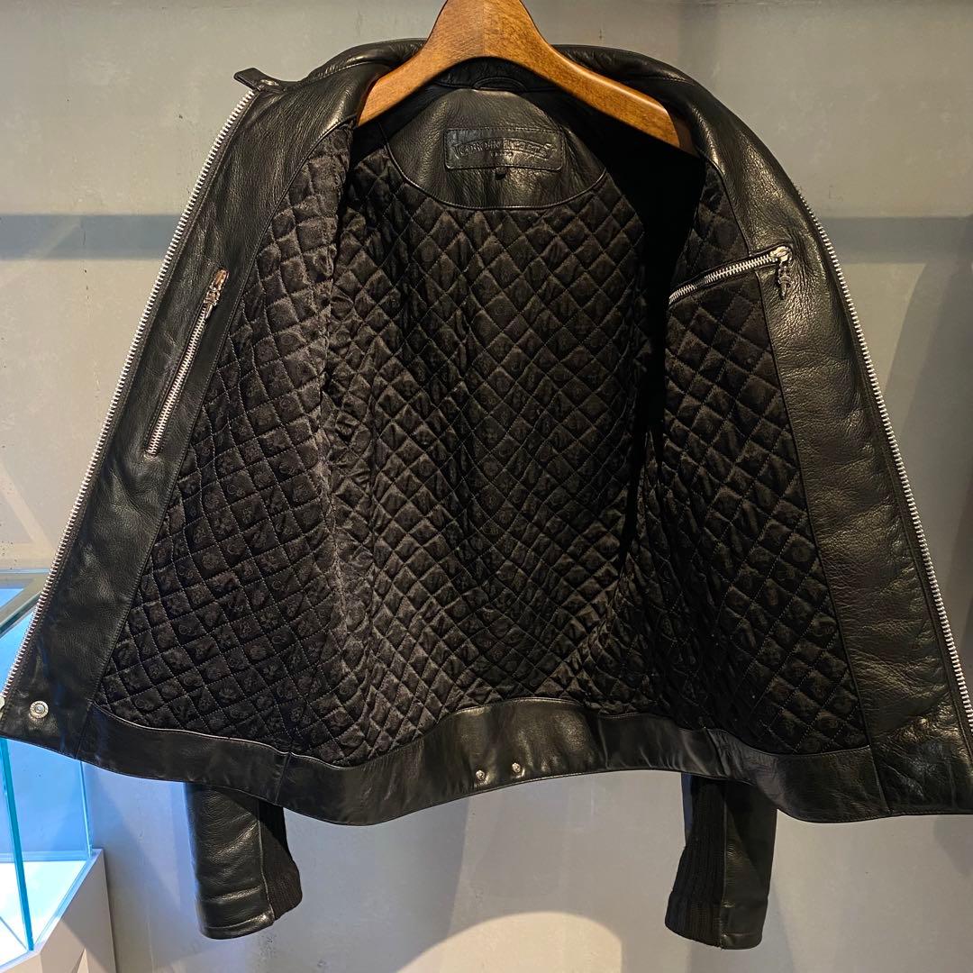極美品 クロムハーツ ニューレーサー シングルライダースジャケット カシミヤ M