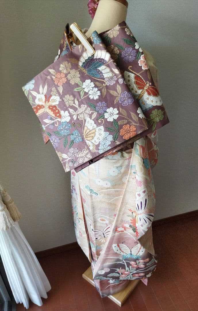 TAO様　432.可愛いくすみピンク　振袖7点セット 正絹　フルセット　成人式