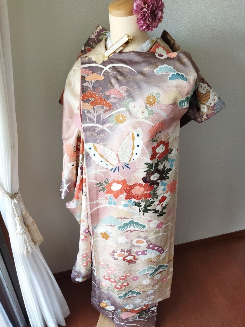 TAO様　432.可愛いくすみピンク　振袖7点セット 正絹　フルセット　成人式