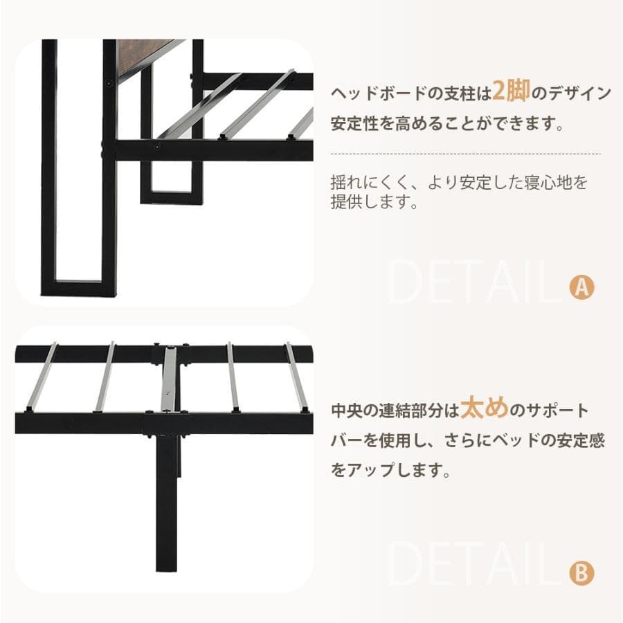 新品 シングルベッド S ベッドフレーム パイプベッド 木製 1467-160