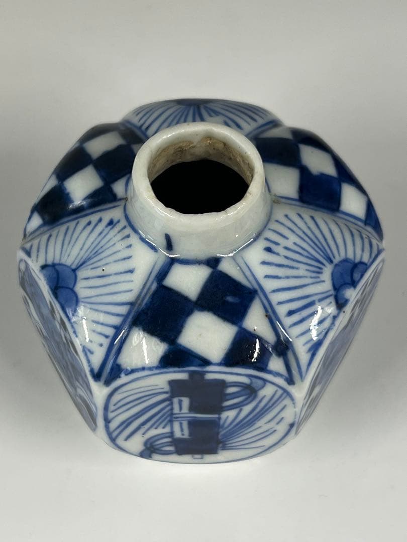 中国古美術　清朝　染付六角壺