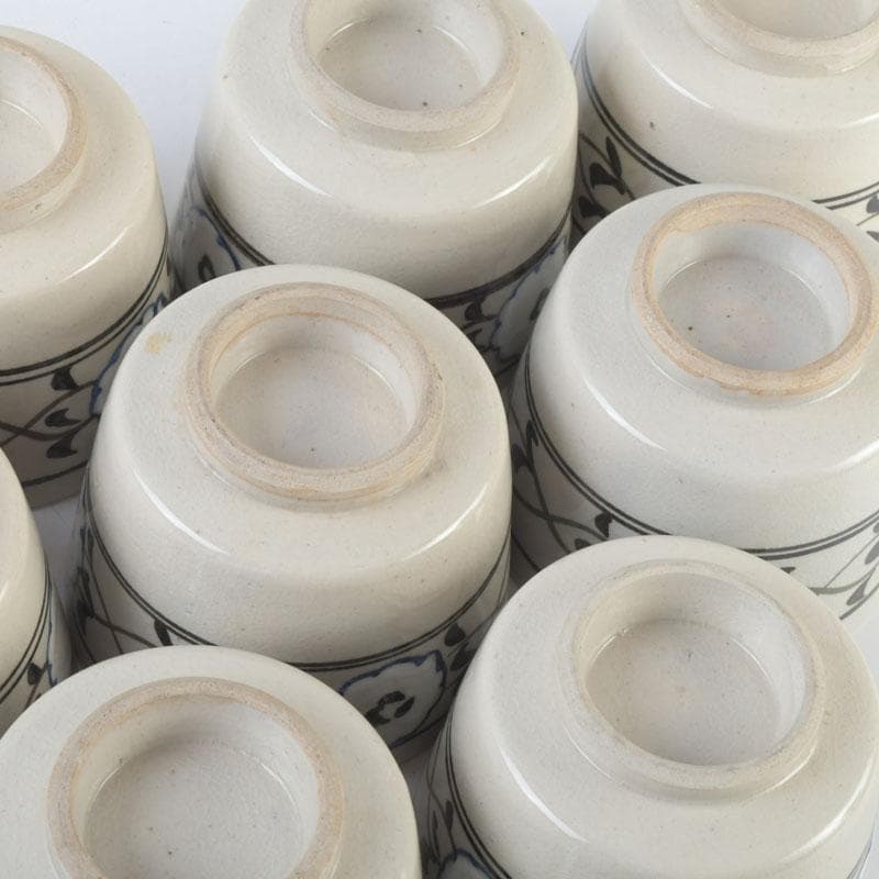 和食器　茶懐石　粟田焼　染付　仁清写菊唐草文　向付　十客　時代箱　V　9296