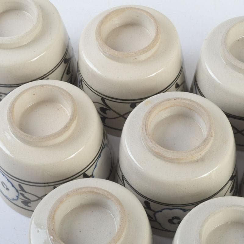 和食器　茶懐石　粟田焼　染付　仁清写菊唐草文　向付　十客　時代箱　V　9296