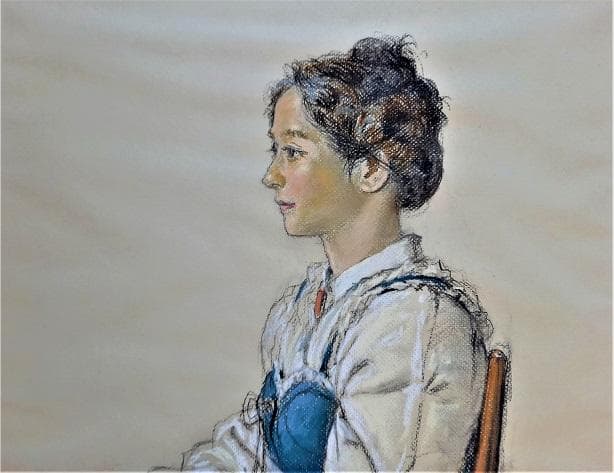作家名由谷 敏明 （ゆたに としあき） 1922～「婦人像」パステル画