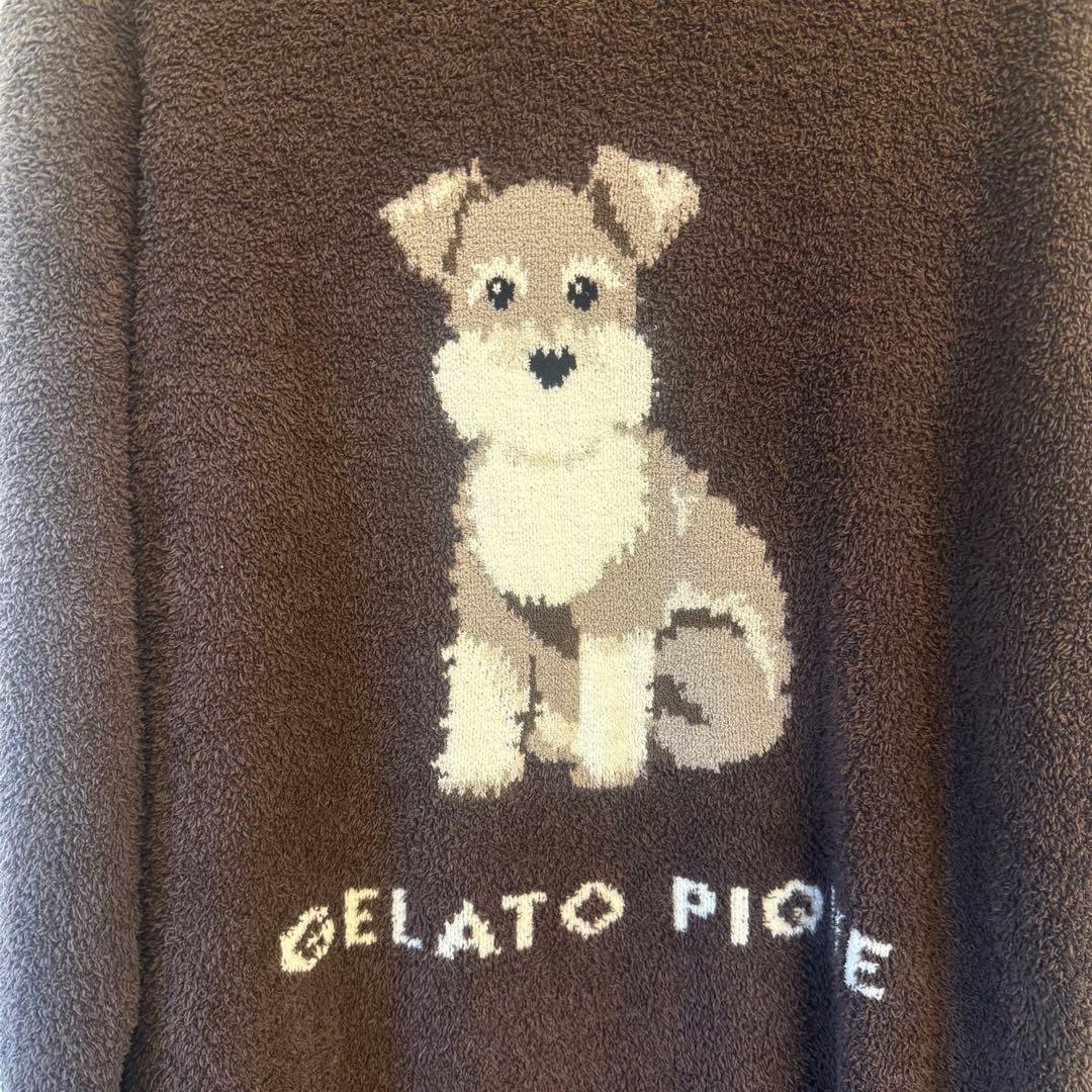 極美品 gelato piqueシュナウザー ジャガード ワンピースダークグレー