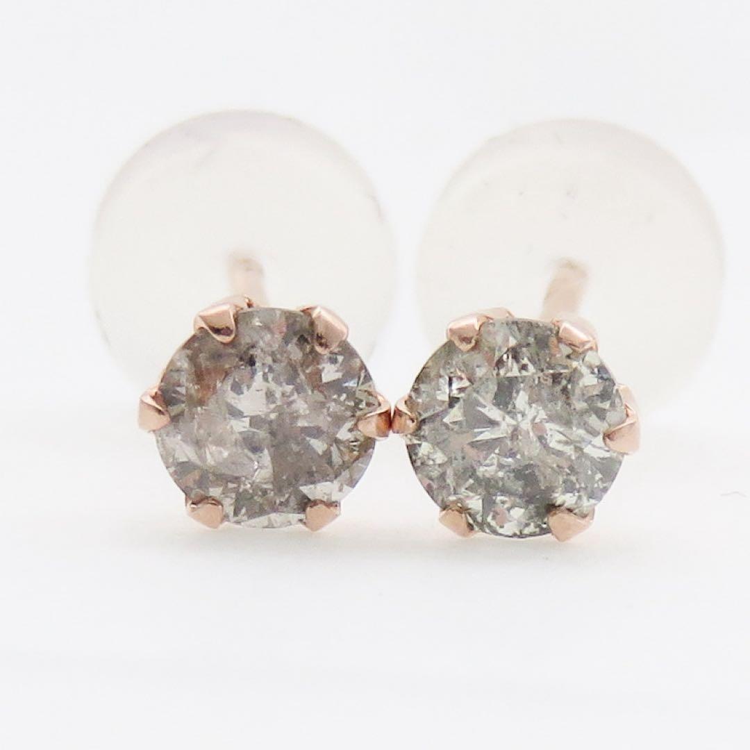 ハ*チ様 【本物保証】K10PG 天然ダイヤモンド 計0.38ct ピアス　一粒