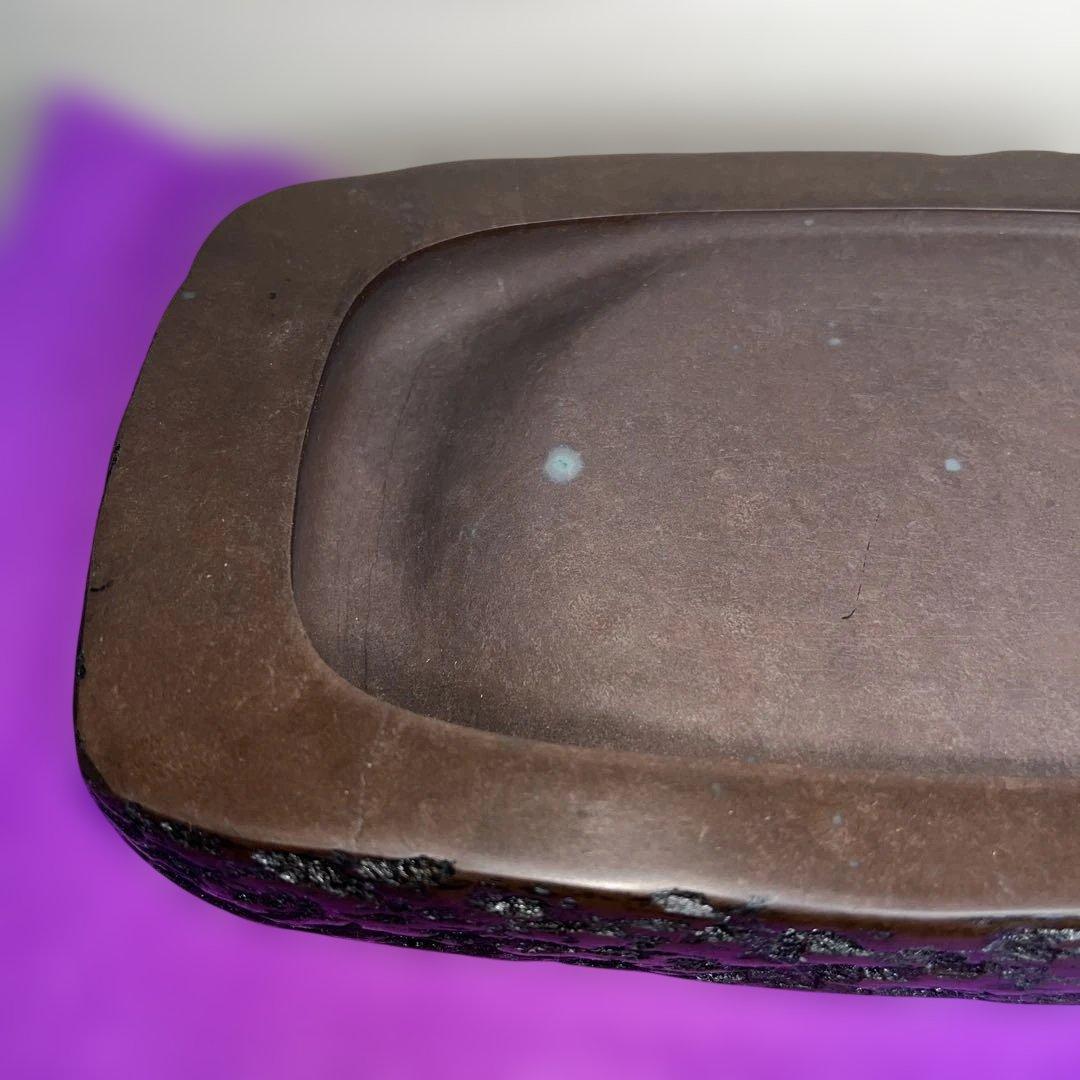 ⭕️赤間硯　野面硯　名工　日枝敏夫　３代目　玉峯　六寸大　大型　シャープな品