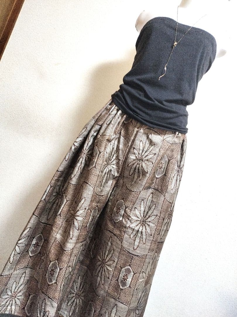 1713+1712　はっぴ☆大島紬ガウチョパンツ　アンティーク