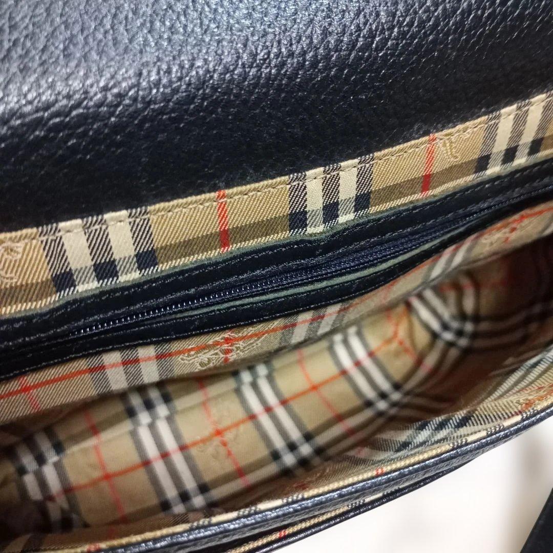 ★BURBERRY★バーバリー レザー ショルダーバッグ 黒 　ノバチェック