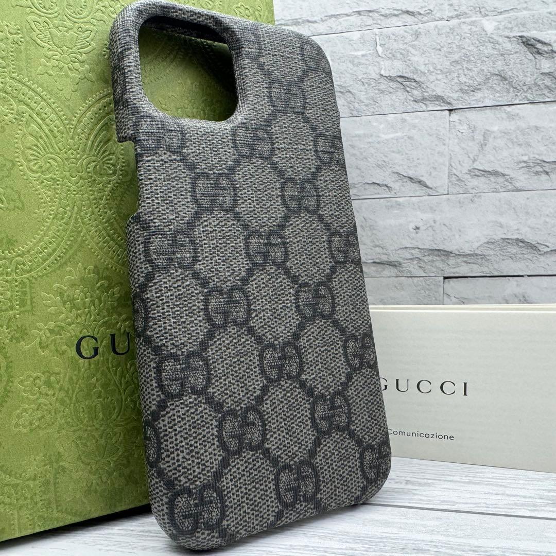 【未使用品】GUCCI iphone15 スマホケース GGスプリーム グレー