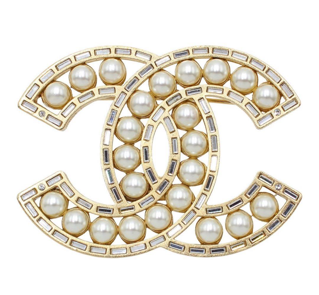 R2336 未使用 シャネル ココマーク フェイクパール×ラインストーンブローチ