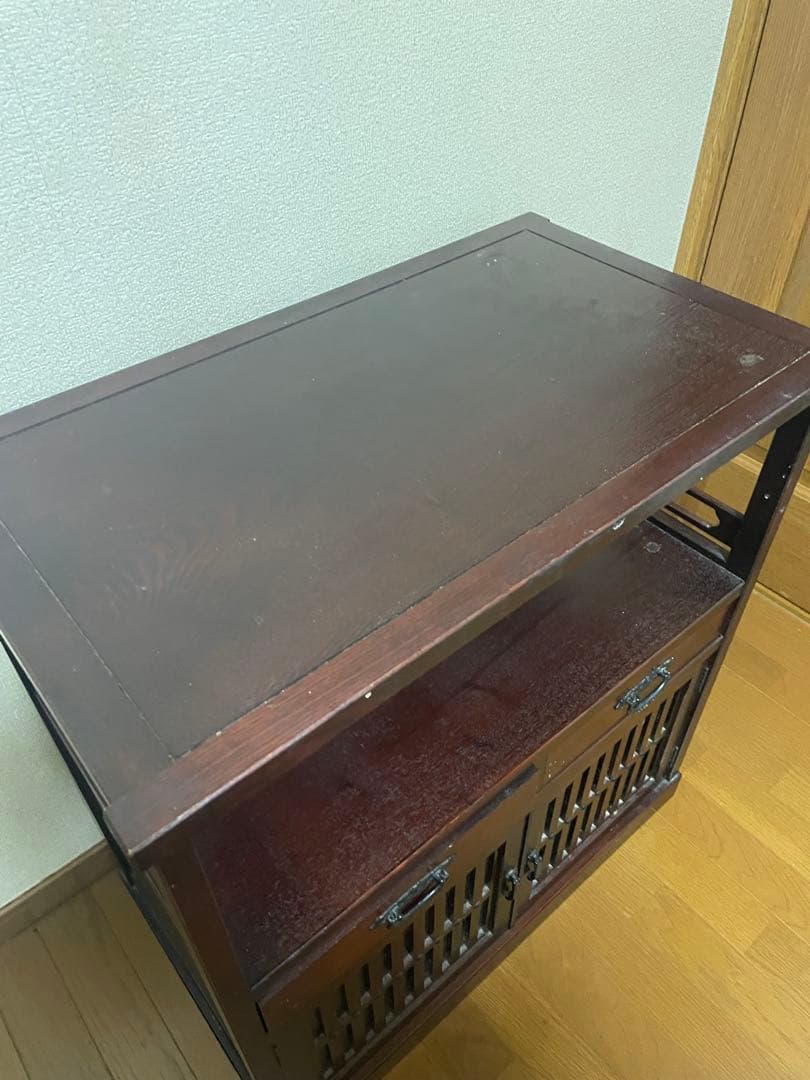 レトロ　キャビネット　チェスト　和風ダークブラウン収納家具 中型